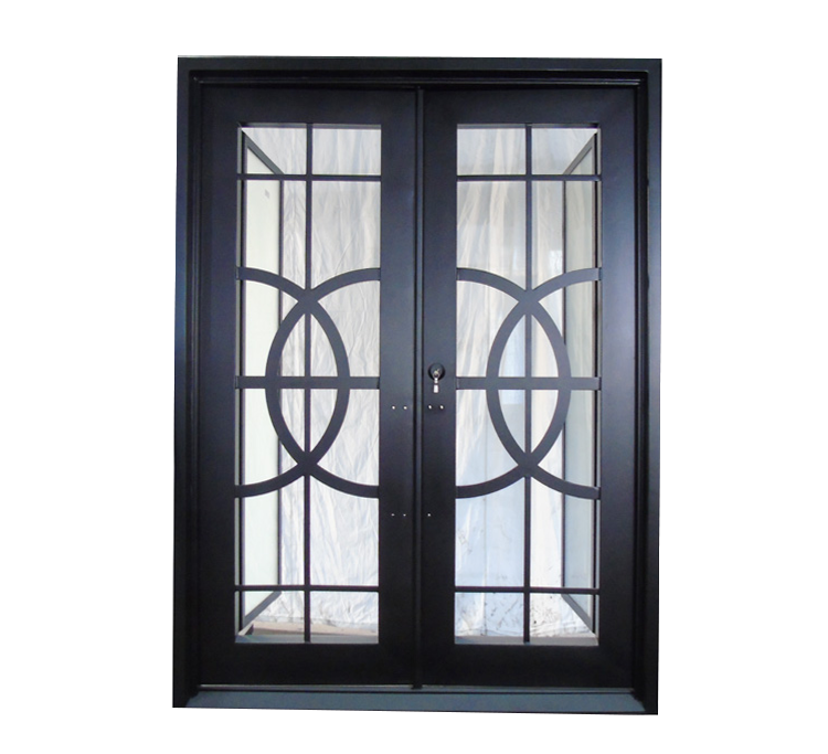 Double Wrought Iron Storm Doors Design W/ Across Circles Gladman
