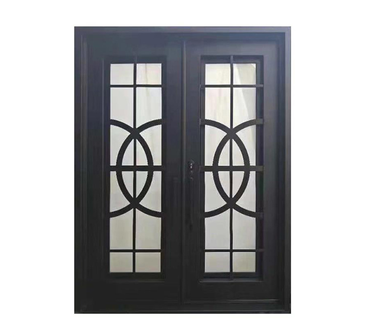 Double Wrought Iron Storm Doors Design W/ Across Circles Gladman