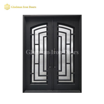 Modern Double Door W/ Rain + Clear Tempered Glass and Square Frame and Threshold