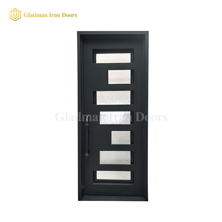 Single Modern Door W/ Glass and Square Frame and Threshold