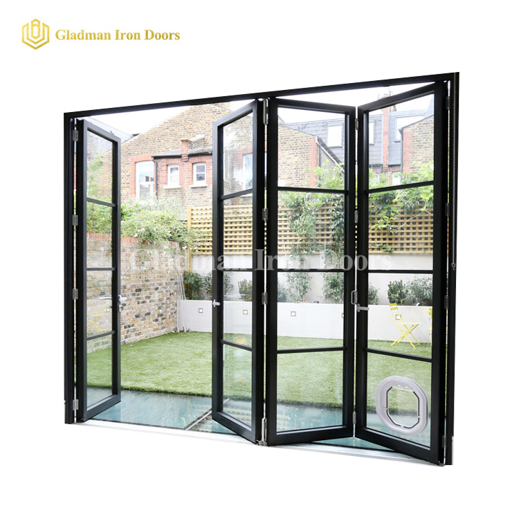 Popular Bi-folding Door With Modern Design /Easy Slide  /Coal-Matte Black/Clear Glass