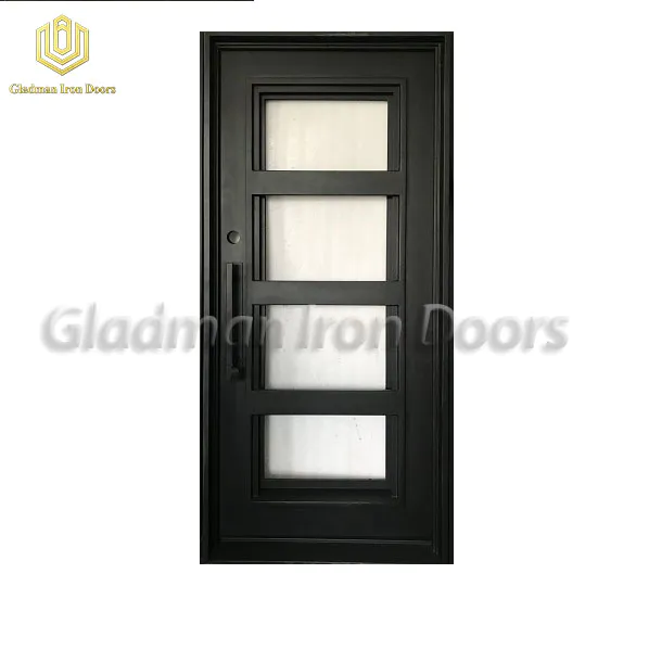 Square Top Wrought Iron Security Door Crafted Single Gate