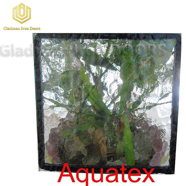 Custom Wrought Iron Door  Aquatex Glass