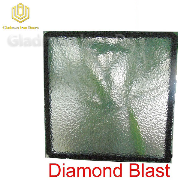 Custom Wrought Iron Door Diamond Blast  Glass