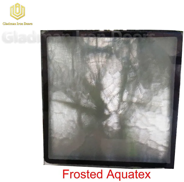 Custom Wrought Iron Door Frosted  Aquatex  Glass
