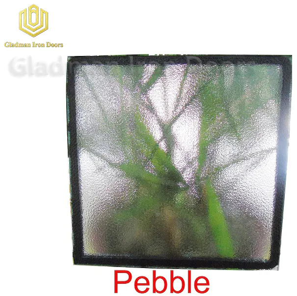 Custom Wrought Iron Door Pebble  Glass