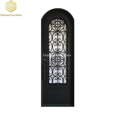 Single Wrought Iron Front Door W/ Round 105 x 37 Inches