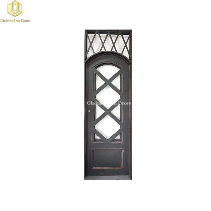 Customized Hand Made Elegant Iron Single Door W/ Transom