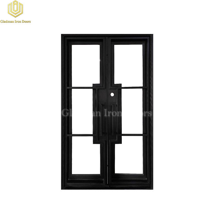 Modern French Entrance Iron Double Door W/ 6 Panels Design