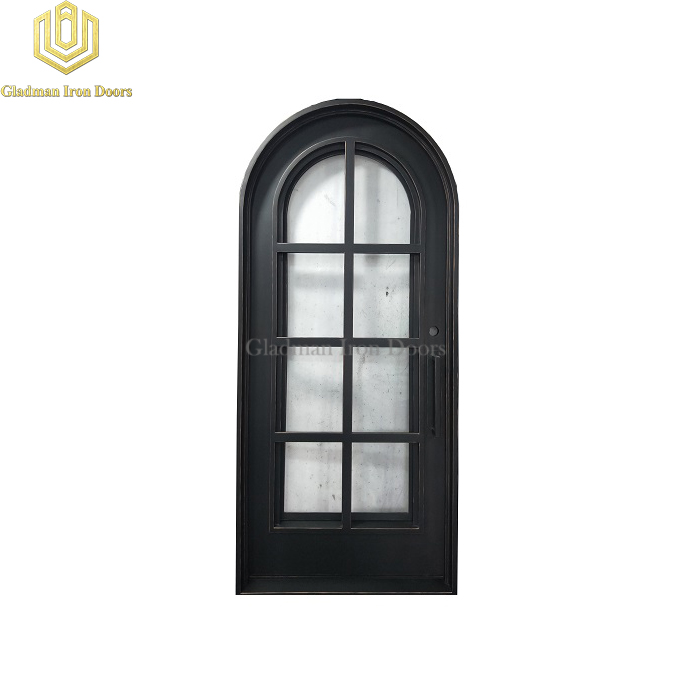 Round Top Wrought Iron Front Door Single Gate Simple Design