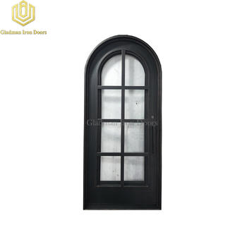 Round Top Wrought Iron Front Door Single Gate Simple Design