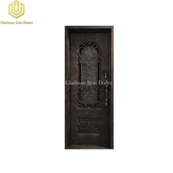 Modern Art Style Iron Door Classic Style Antique Brown Finish