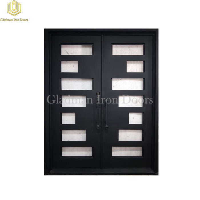 South American Wrought Iron Door  Geometric Design High Security Sound Insulation