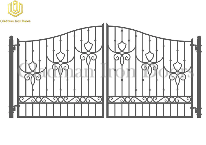 Galvanized Steel Gate DUBLIN Style With Simple Curved Flower GS-08
