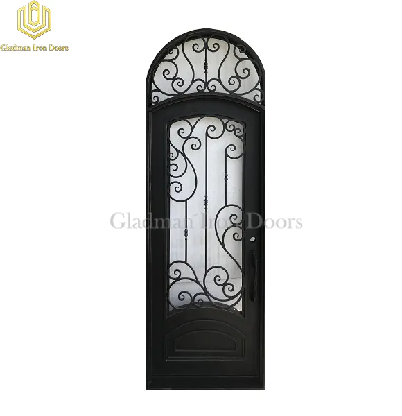 Single Wrought Iron Front Door W/ Round 127 1/2  x 43  x 6 Inches