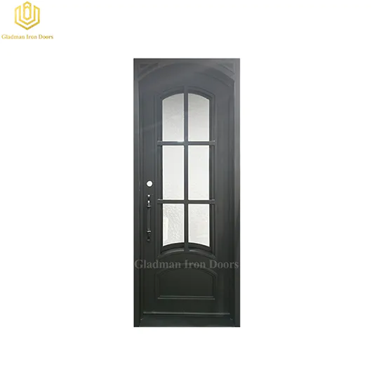 Custom Square Jamb Door Top Wrought Iron Entry Front Door 37.5*97.5 Inch With Water Cubed