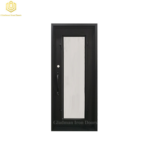 Square Jamb Door Top Wrought Iron Front Door 34.5*81.5 Inch With Flemish Glass