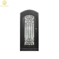 Single Iron Front Door Round Top 43.5*97.5 Inch With Flemish Glass