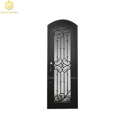 Single Wrought Iron Front Door W/ Round TOP 31.5*96Inch With Lantern