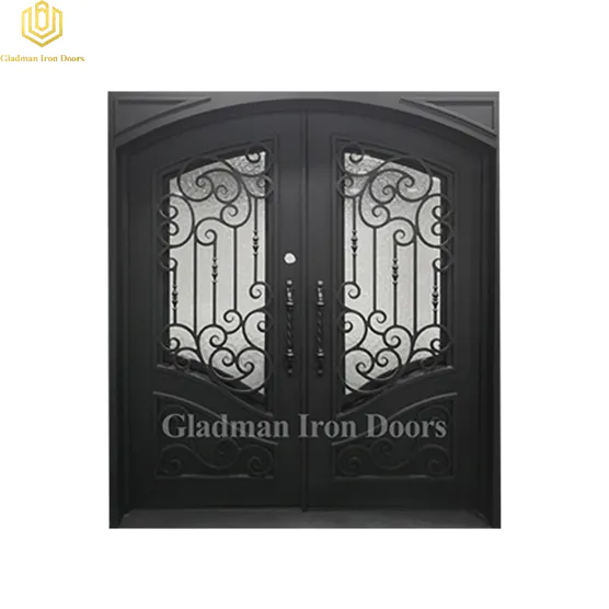 Double Wrought Iron Front Door Square 72.5*81.5Inch Water cubed