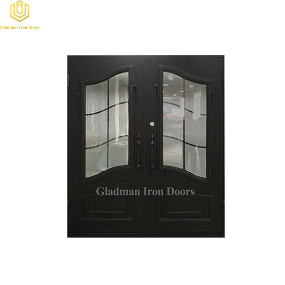 Double Wrought Iron Front Door Square W/Clear Glass 72*81.5Inch