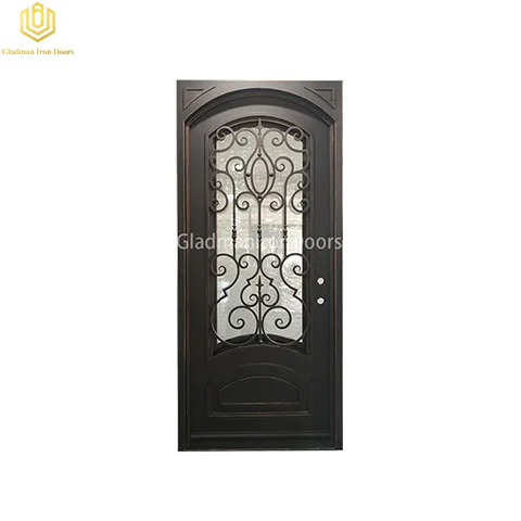 Square Top Aluminum Door Single Gate Design Lantern w/copper accents