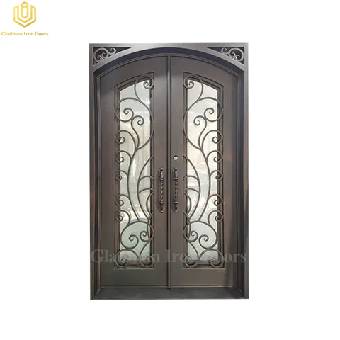 Double Elegant Aluminum Interior Glass Door Square Top Durable