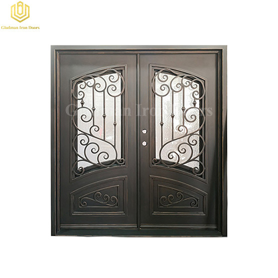 Hot Sale Wrought Iron Door with Openable Window and Forged Handles