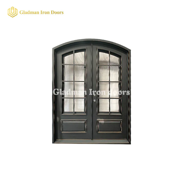 French Style  Hand Made Iron Double Door Energy Efficient